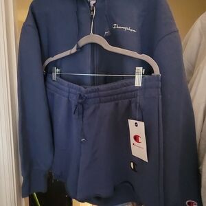 Champion Blue Hoodie and Sweatpants Set